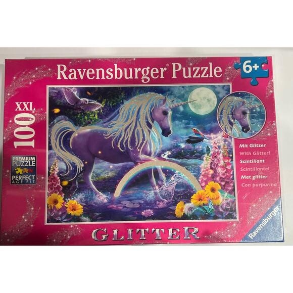 NEW Ravensburger 12980 100 Pcs XXL Unicorn Jigsaw Puzzle (Glitter Collection) 6+ - Picture 1 of 12